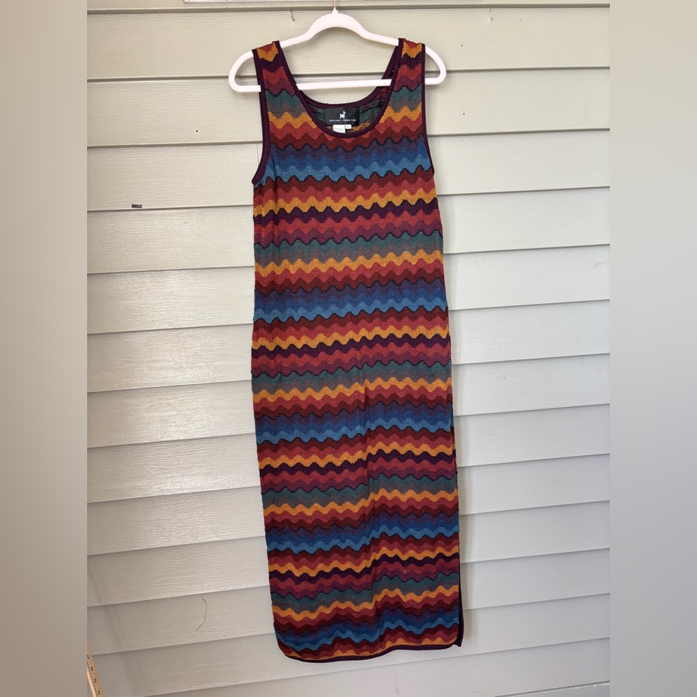 Peruvian Connection Multicolor Zigzag Knit Maxi Dress